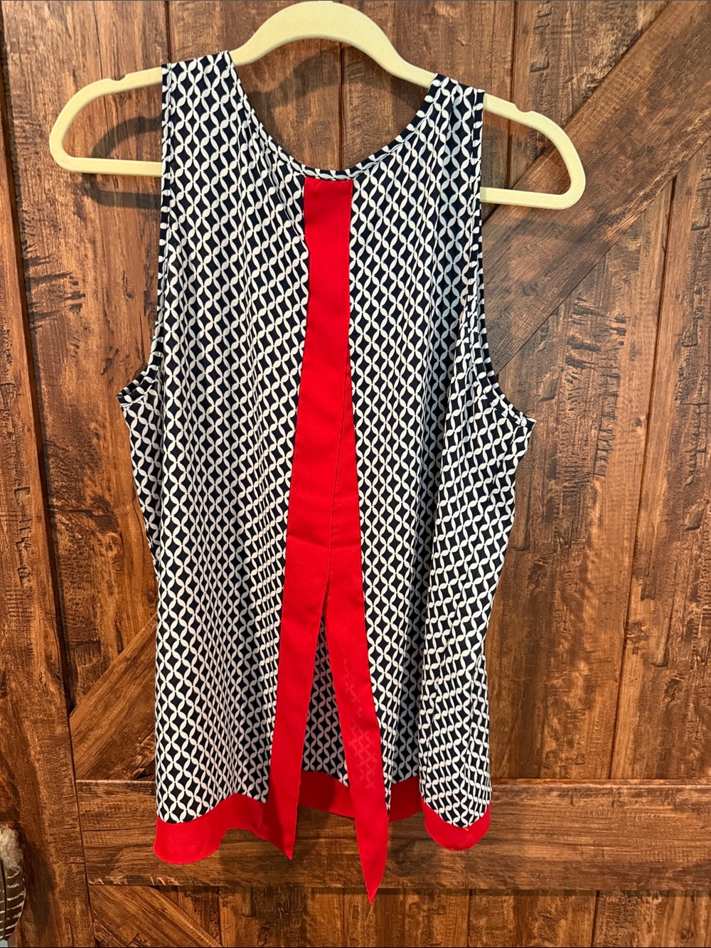 Zac & Rachel Black and White Geometric Tank with Red Accents - Picture 2 of 2